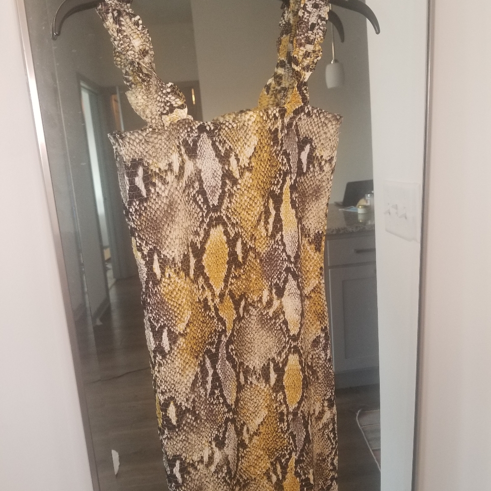 Sleeveless Snake Print Mini Dress